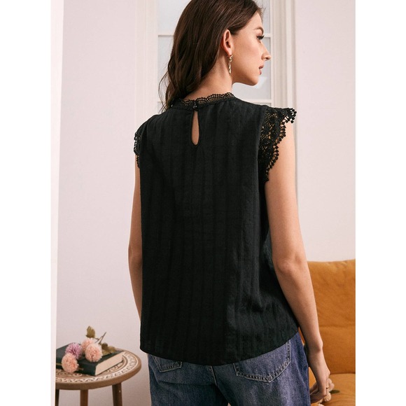 Cottagecore vintage style Ruffle sleeve tank Lace Detail Top white eyelet - Picture 5 of 11